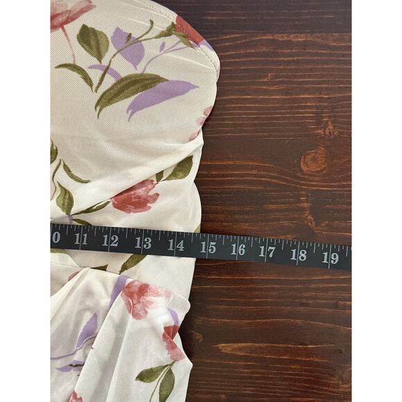 JLUXLABLE Strapless Dress L Floral Y2K 90's Fairy Ruched Asymmetrical - Picture 12 of 16